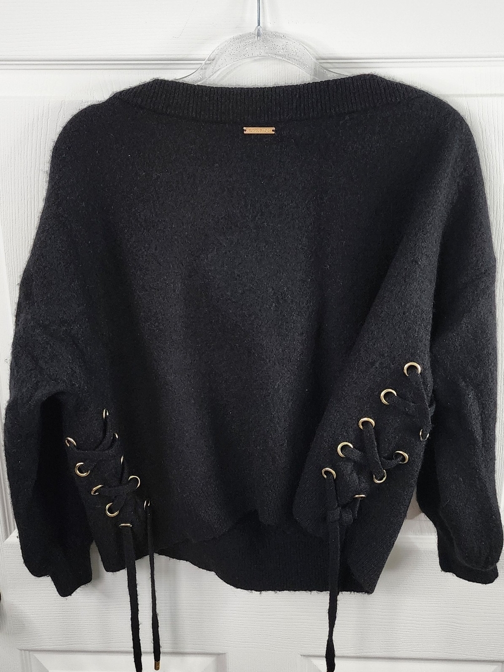 Authentic Michael Kors Black Side Lace-Up Knit Sweater - Size XL